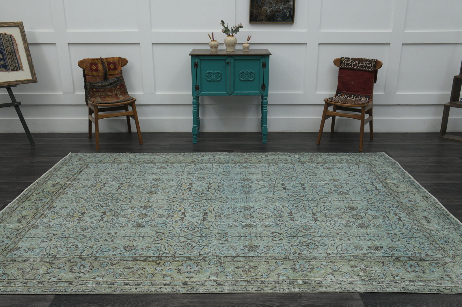 6x8 Orange Green TURKISH Rug - 2