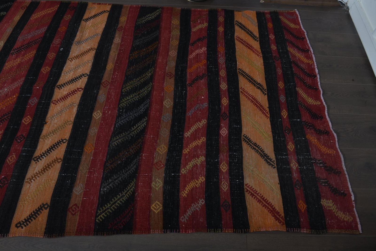 5x14 ft colorful kilim rug, turkish runner: Title: 5x14 ft colorful kilim rug, turkish runner Description: This Turkish one-of-a-kind Vintage Turkish Rug is hand-knotted and handwoven by the most skilled artisans who use pure wool, in muted,