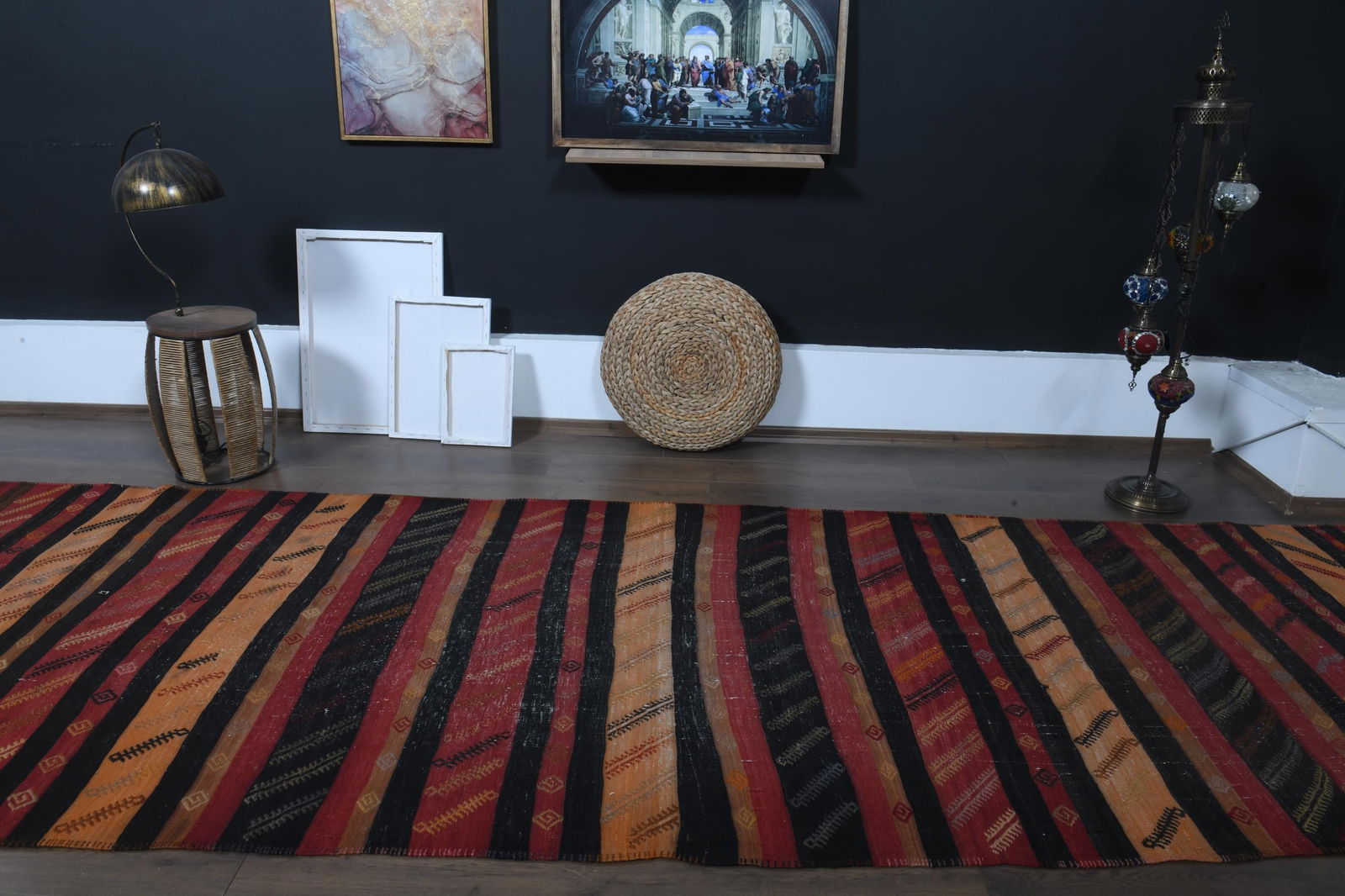 5x14 ft colorful kilim rug, turkish runner - 9