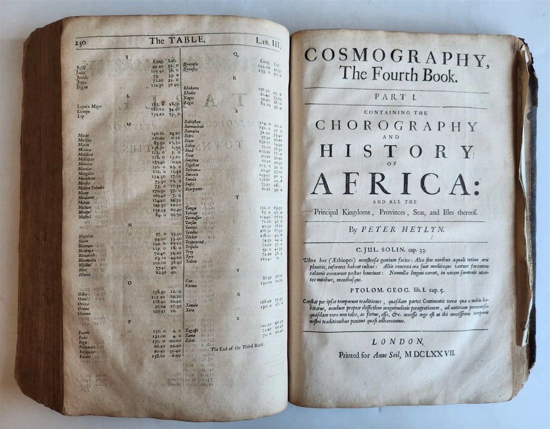 1677 COSMOGRAPHIE by PETER HEYLIN in ENGLISH antique rare ILLUSTRATED w/ MAPS - 16