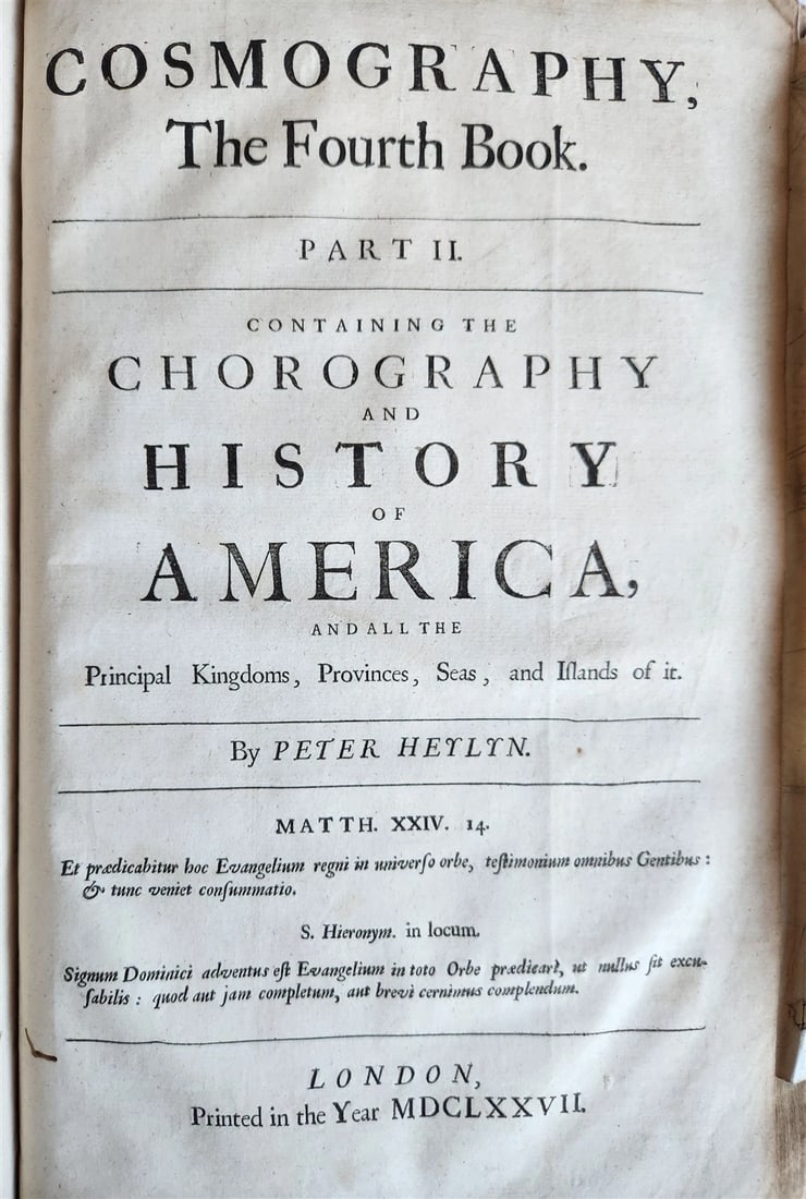 1677 COSMOGRAPHIE by PETER HEYLIN in ENGLISH antique rare ILLUSTRATED w/ MAPS - 17