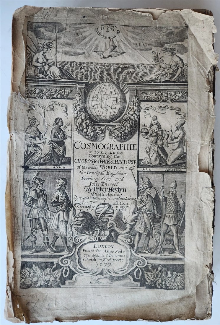 1677 COSMOGRAPHIE by PETER HEYLIN in ENGLISH antique rare ILLUSTRATED w/ MAPS (1 of 18)