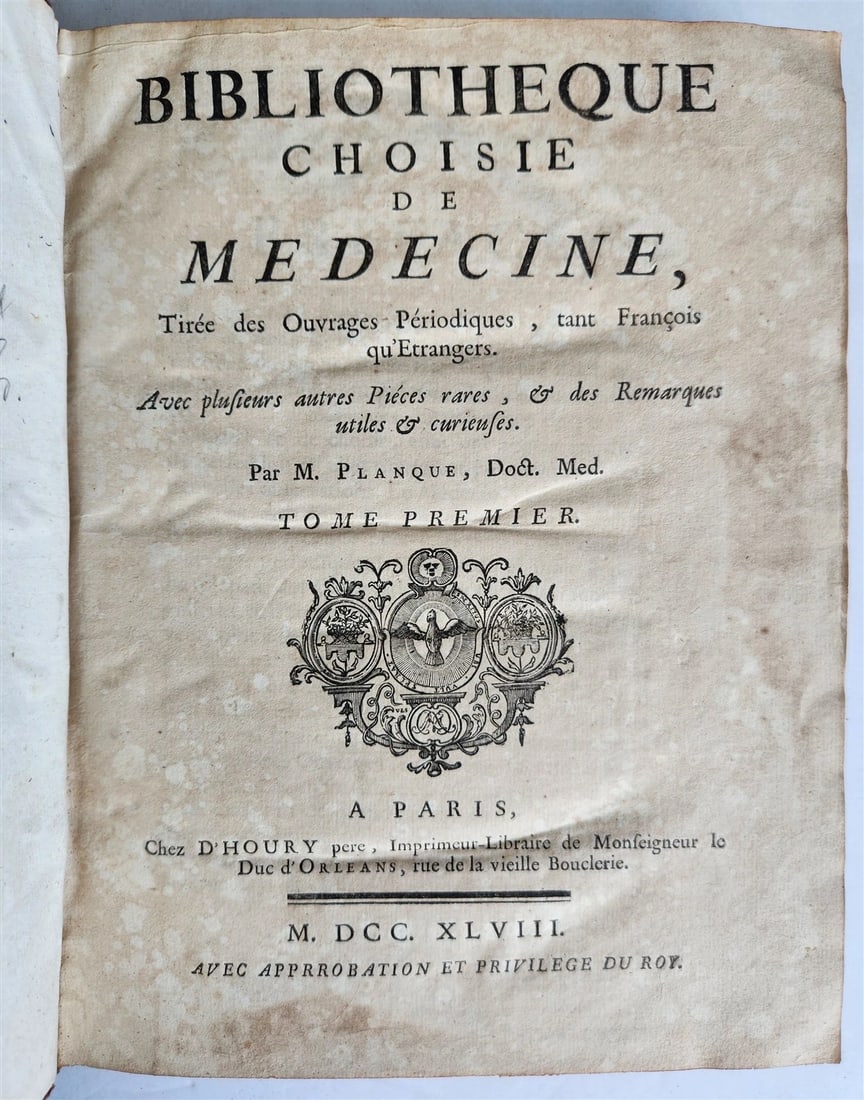 1748 MEDICAL TREATISE ILLUSTRATED ANATOMY by Francois PLANQUE antique V. 1 - 3