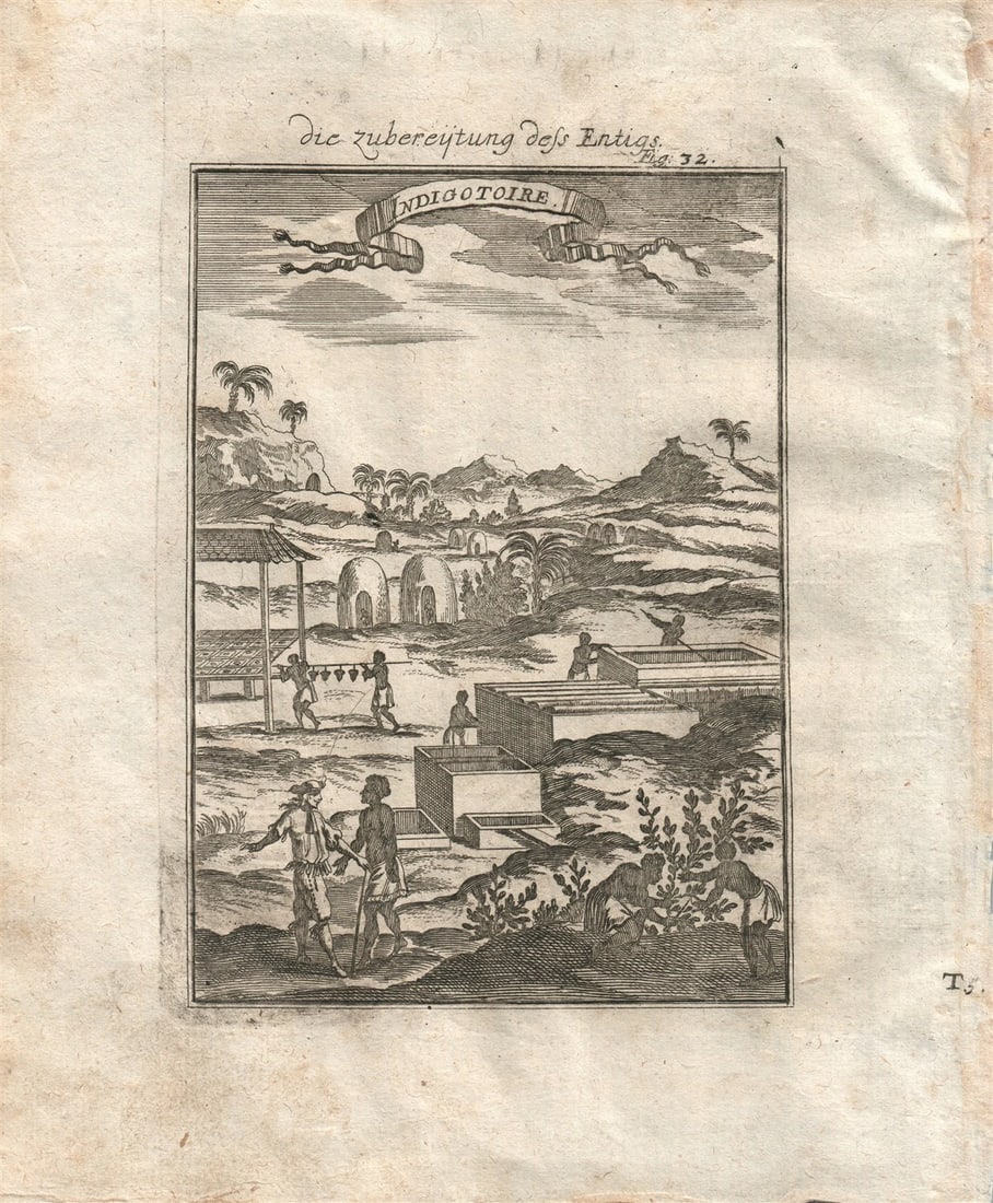 1719 INDIGOTOIRE plate 32 from Beschreibung Des gantzen Welt-Kreises (1 of 2)