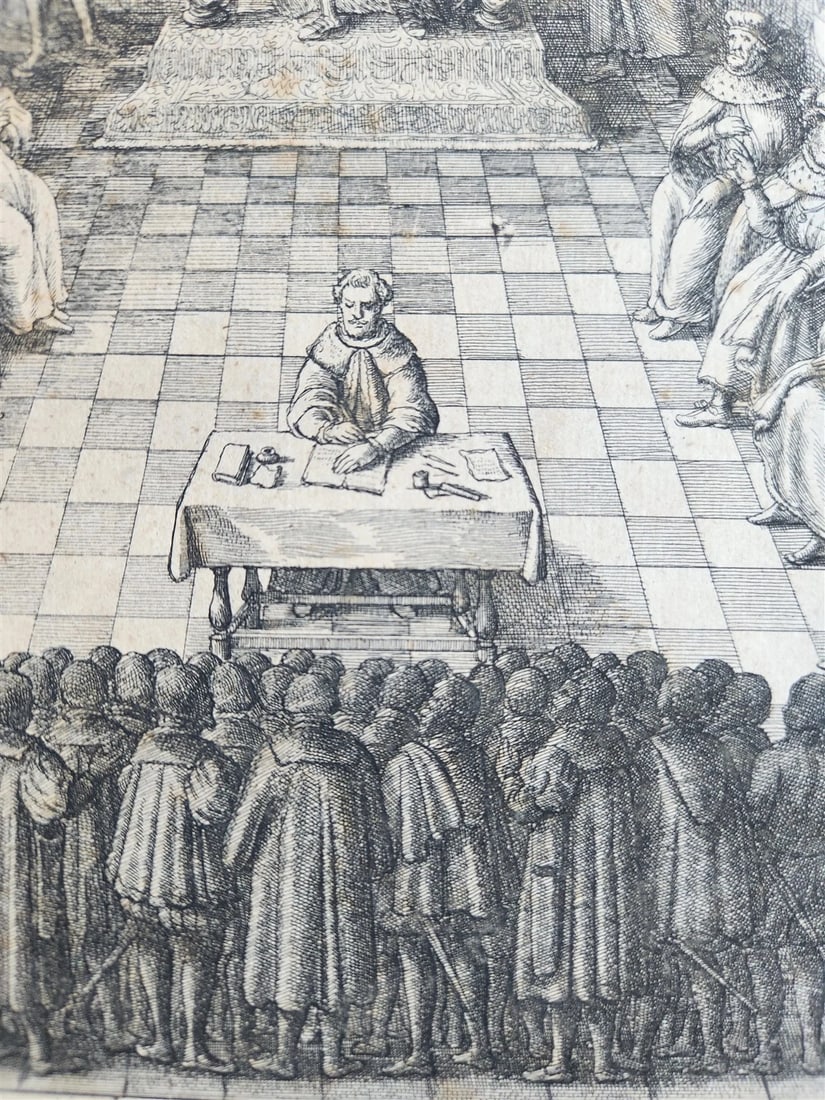 17th CENTURY ENGRAVING HUGH LUPUS'S COURT OF COUNTY-PALATINE of CHESTER antique - 4