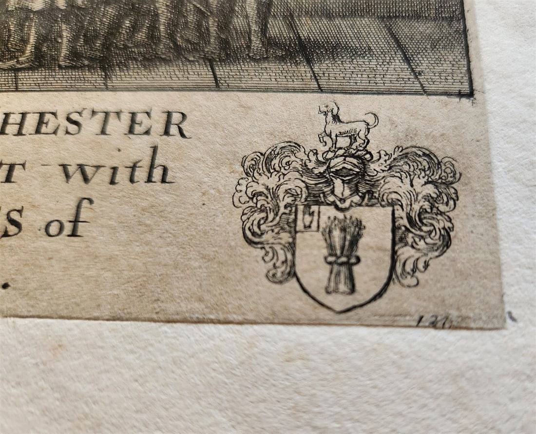 17th CENTURY ENGRAVING HUGH LUPUS'S COURT OF COUNTY-PALATINE of CHESTER antique - 6