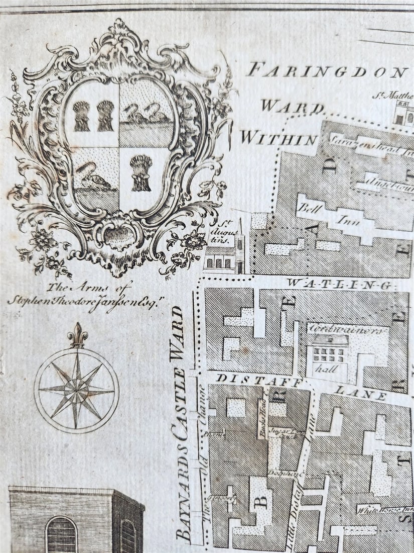 1772 NEW AND ACCURATE SURVEY OF THE PARISHES ANTIQUE engraving LONDON MAP - 2