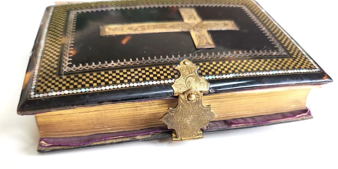 1865 TORTOISESHELL BINDING COMMON PRAYER BOOK & PSALMS in ENGLISH antique - 11