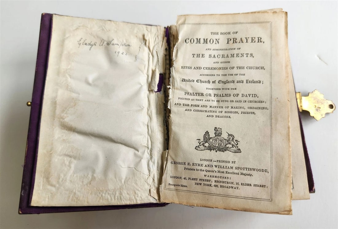 1865 TORTOISESHELL BINDING COMMON PRAYER BOOK & PSALMS in ENGLISH antique - 12