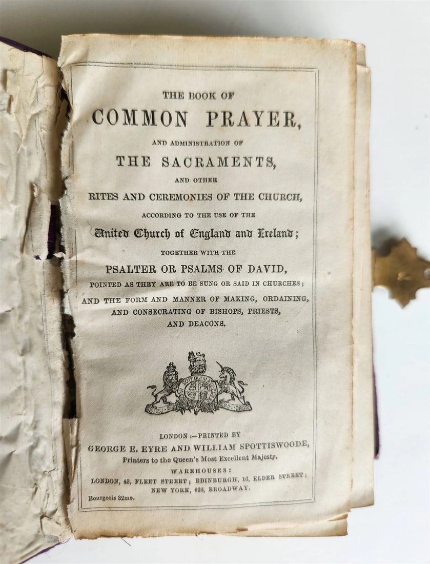 1865 TORTOISESHELL BINDING COMMON PRAYER BOOK & PSALMS in ENGLISH antique - 3