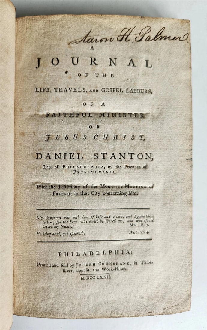 1772 JOURNAL OF LIFE TRAVELS of DANIEL STANTON PHILADELPHIA antique AMERICANA (1 of 6)