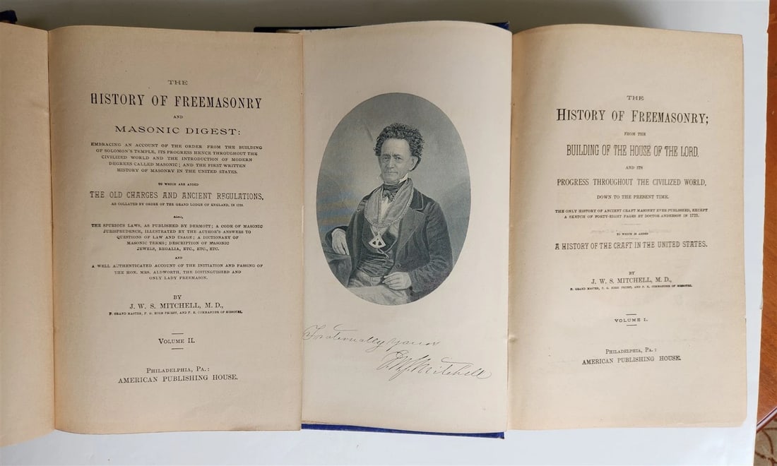 1880s THE HISTORY of FREEMASONRY by J.W.S. Mitchell antique 2 VOLUMES (1 of 4)