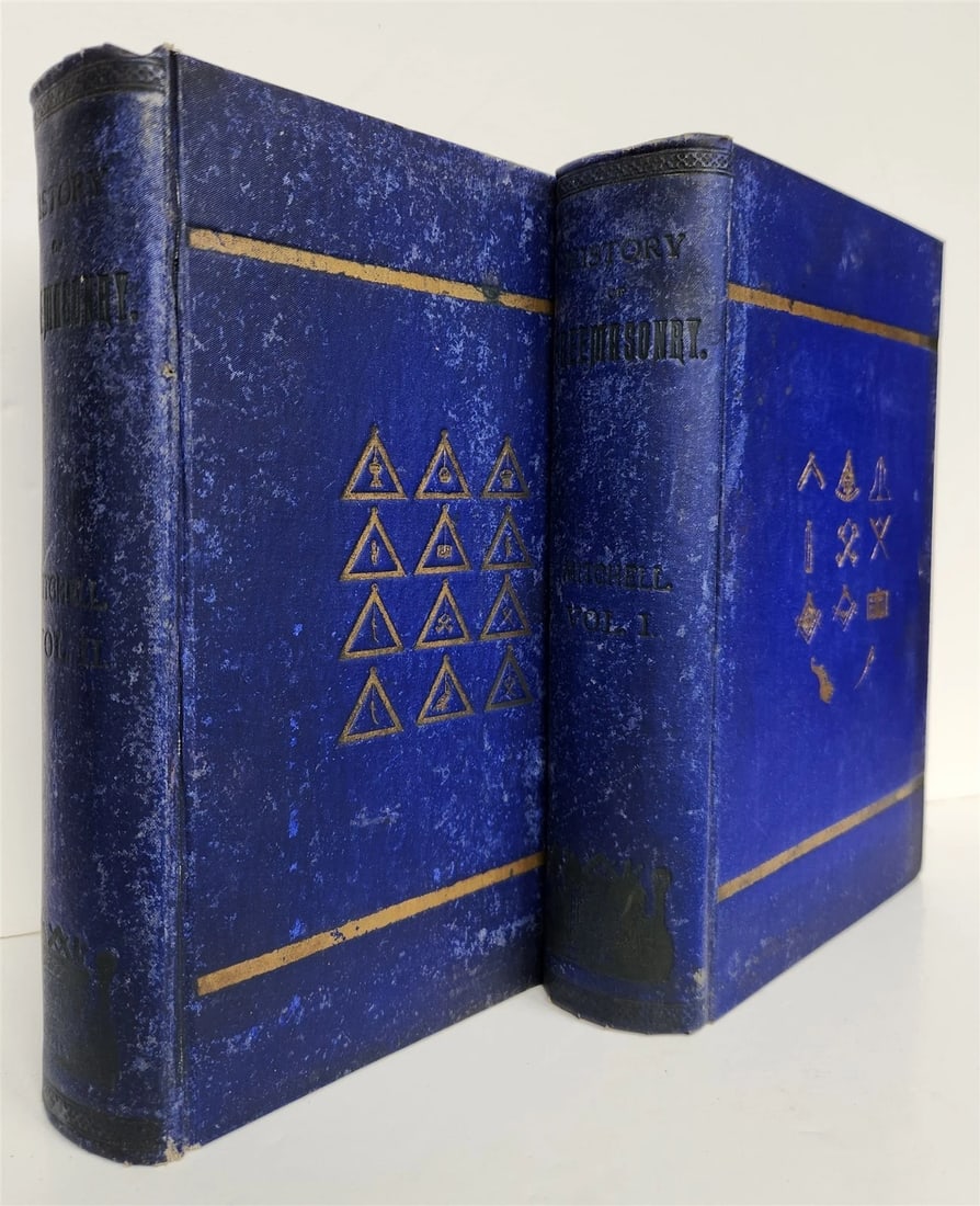 1880s THE HISTORY of FREEMASONRY by J.W.S. Mitchell antique 2 VOLUMES - 2