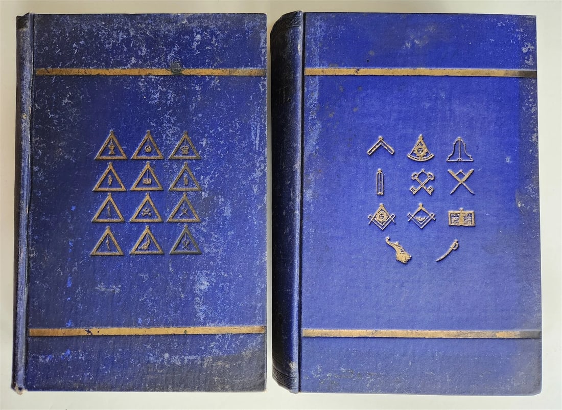 1880s THE HISTORY of FREEMASONRY by J.W.S. Mitchell antique 2 VOLUMES - 3