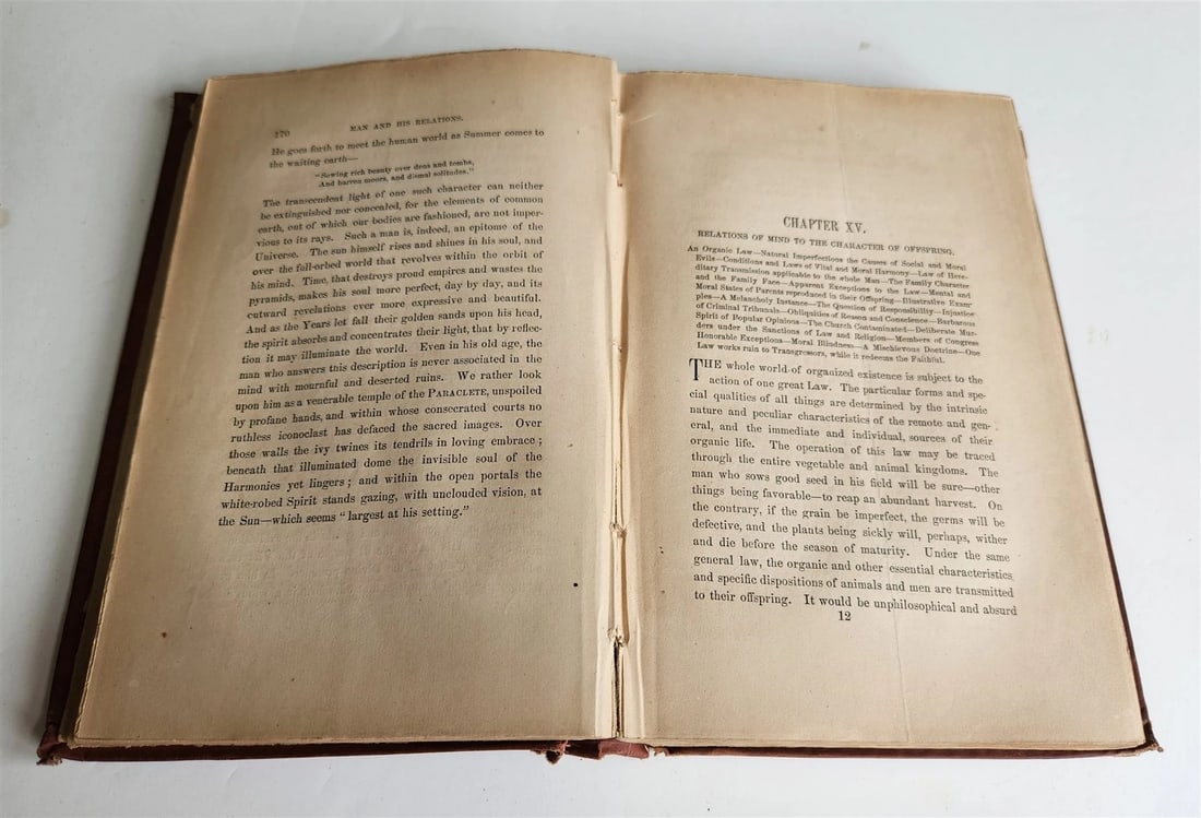 1864 MAN & HIS RELATIONS ILLUSTRATING THE INFLUENCE OF MIND on the BODY antique - 5