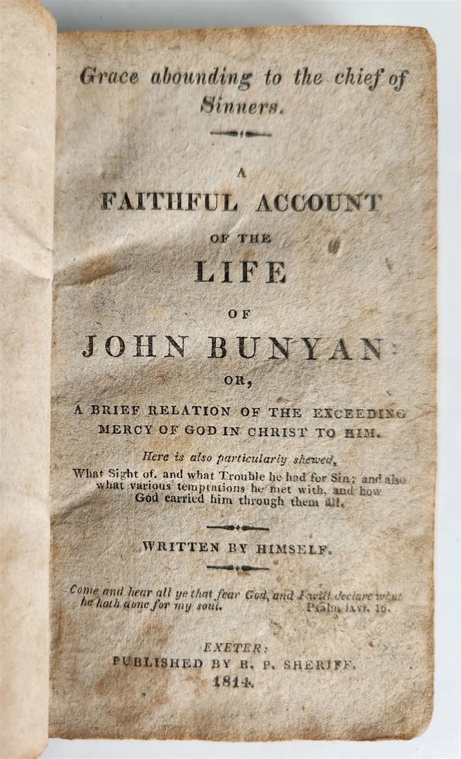 1814 FAITHFUL ACCOUNT of the LIFE of JOHN BUNYAN antique AMERICANA Exeter (1 of 6)