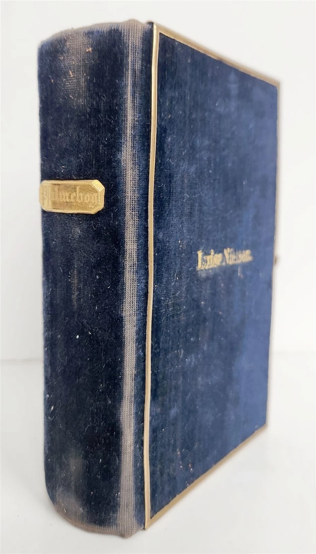 1871 PSALM BOOK in DANISH antique DECORATIVE VELVET BINDING w/ BRASS EDGES - 2