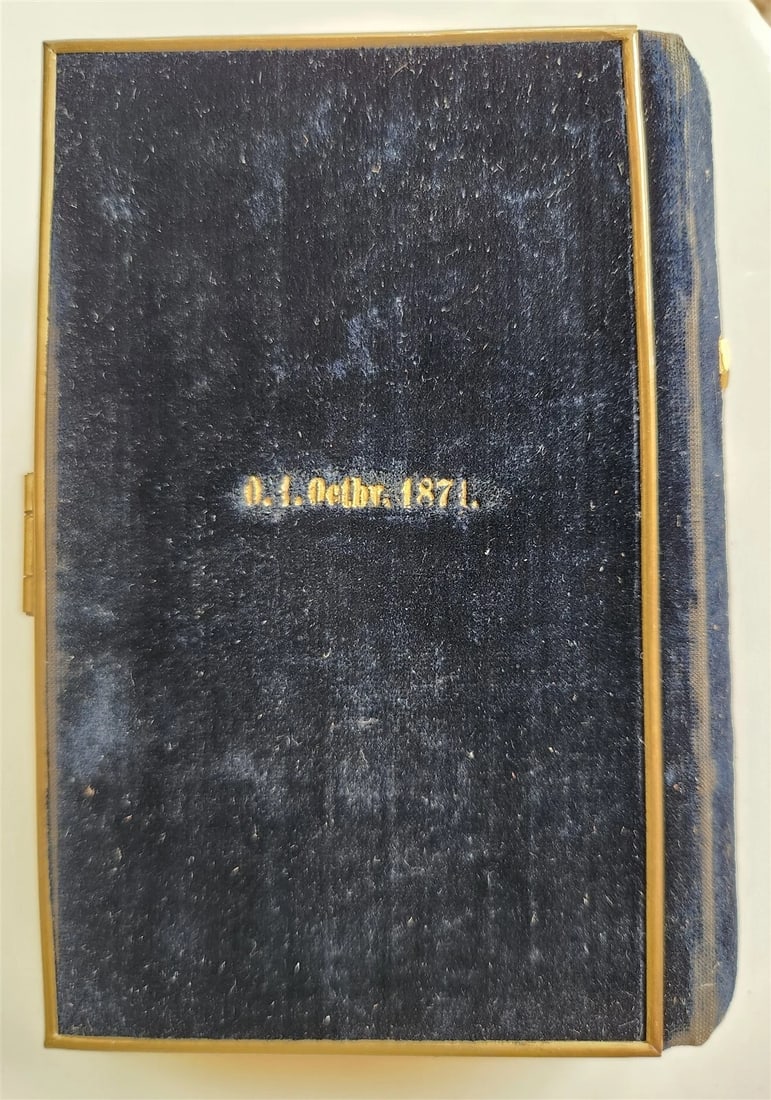 1871 PSALM BOOK in DANISH antique DECORATIVE VELVET BINDING w/ BRASS EDGES - 5