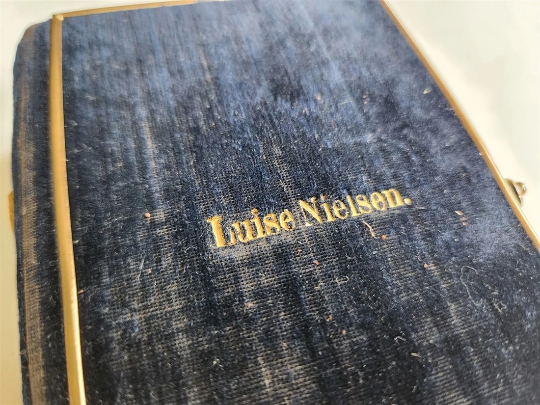 1871 PSALM BOOK in DANISH antique DECORATIVE VELVET BINDING w/ BRASS EDGES - 7