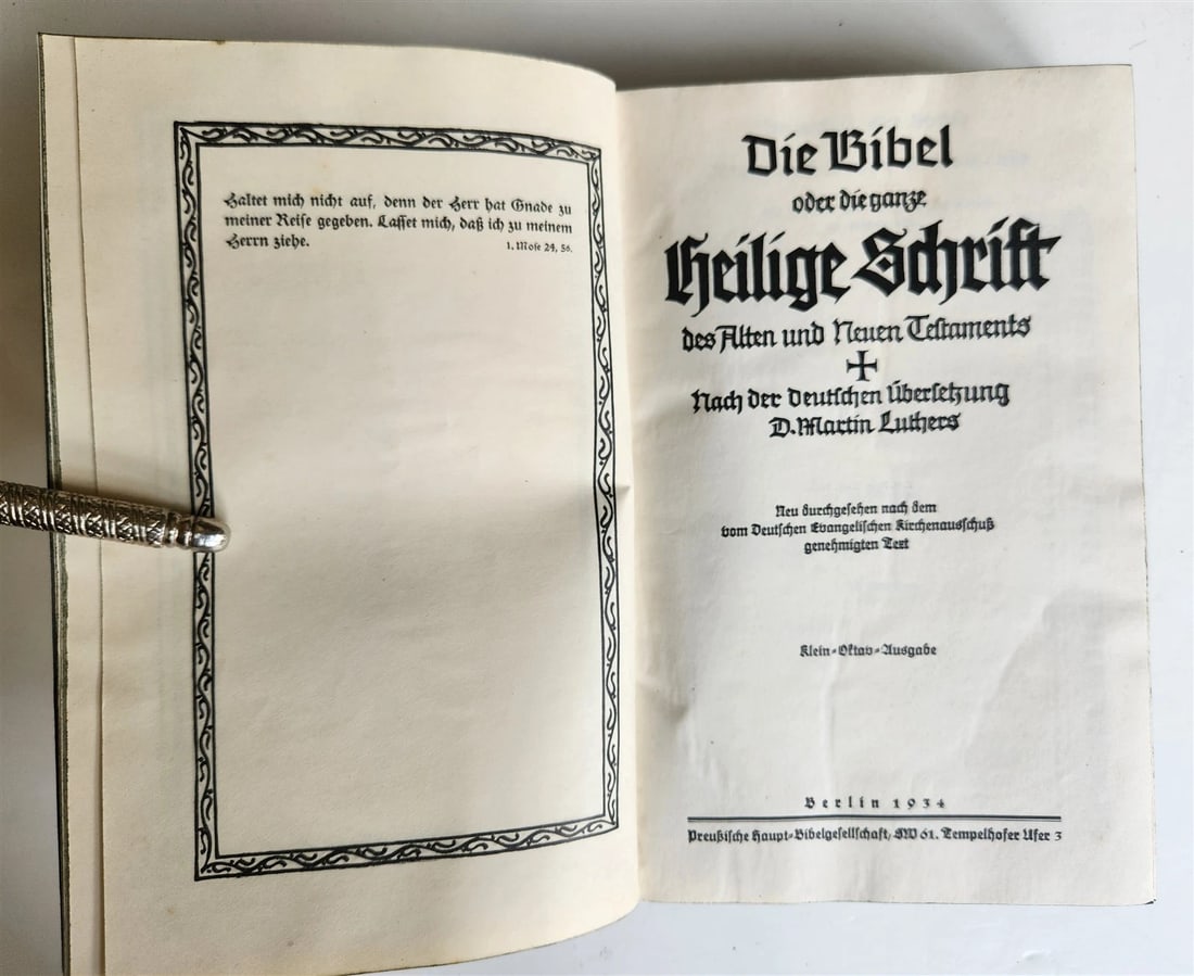 1934 BIBLE in GERMAN pre-WWII translated by MARTIN LUTHER antique - 2