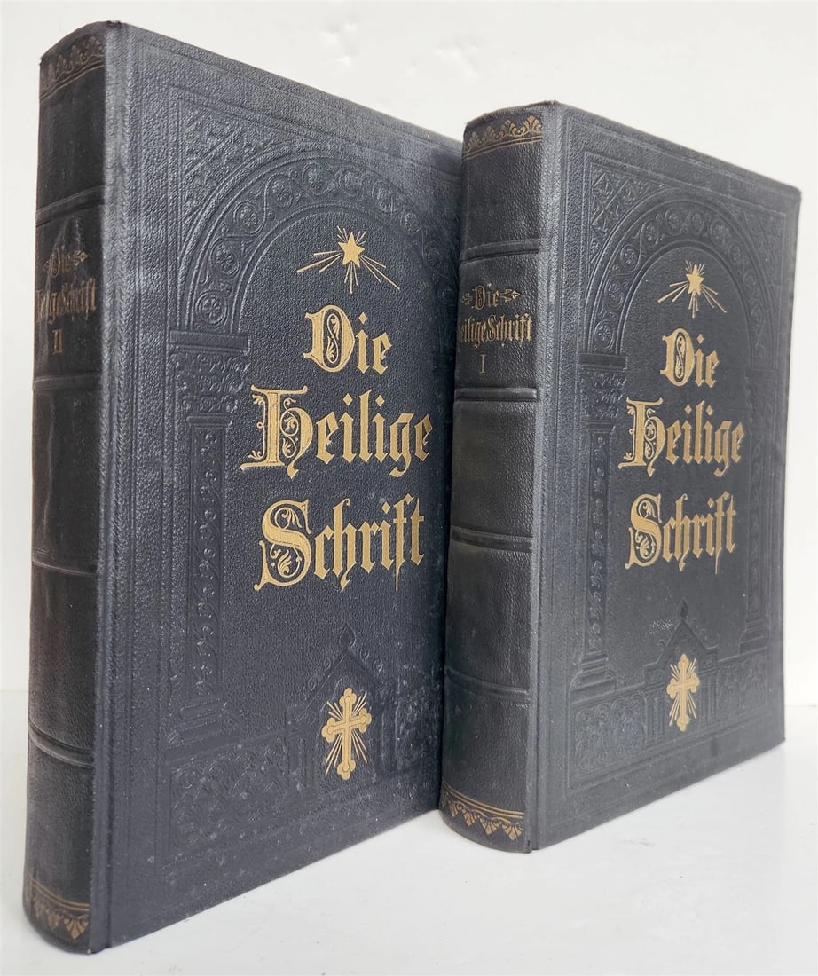 1927 BIBLE in GERMAN 2 VOLS GIFT from Duke of Braunschweig and Luneburg antique (1 of 18)