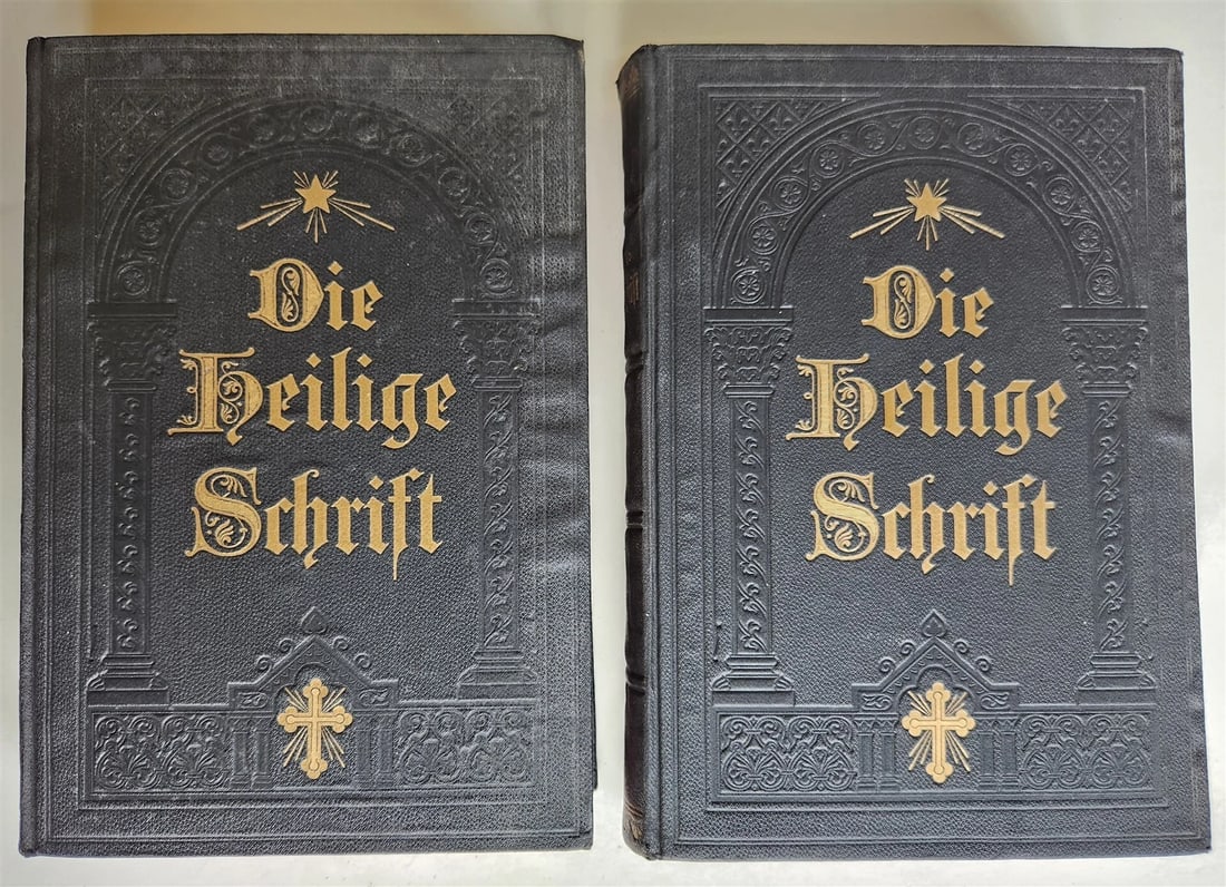 1927 BIBLE in GERMAN 2 VOLS GIFT from Duke of Braunschweig and Luneburg antique - 3