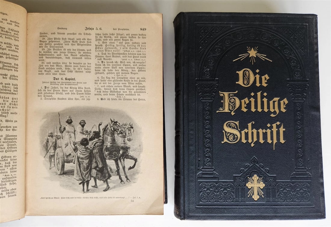 1927 BIBLE in GERMAN 2 VOLS GIFT from Duke of Braunschweig and Luneburg antique - 4