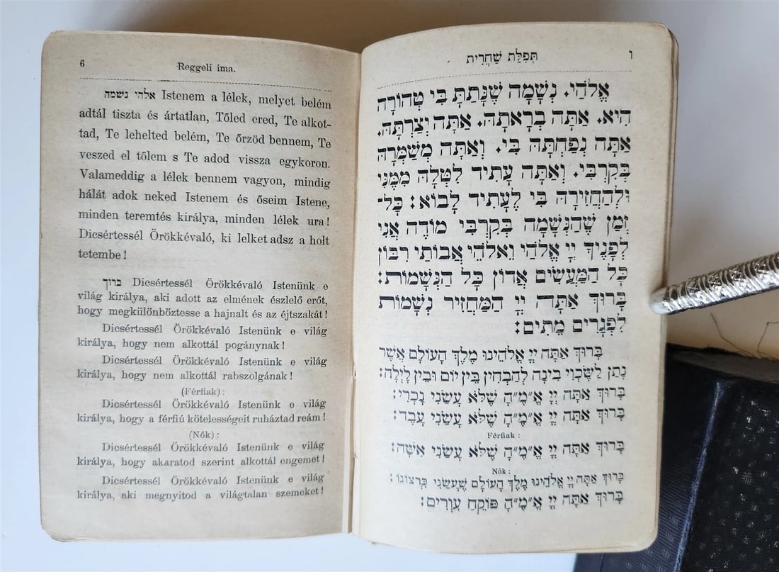 1911 JEWISH PRAYER BOOK SIDDUR antique BINDING w/ MOTHER OF PEARL DECORATION - 7