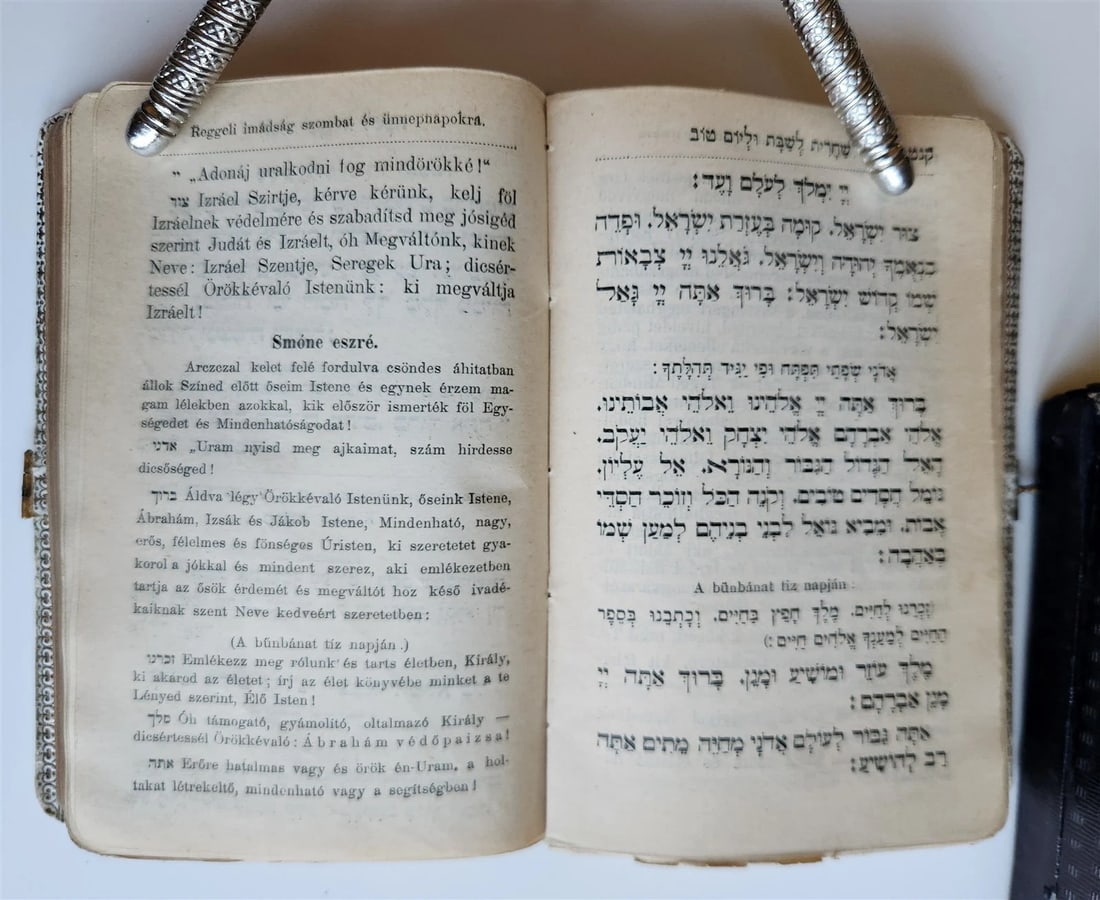 1911 JEWISH PRAYER BOOK SIDDUR antique BINDING w/ MOTHER OF PEARL DECORATION - 9
