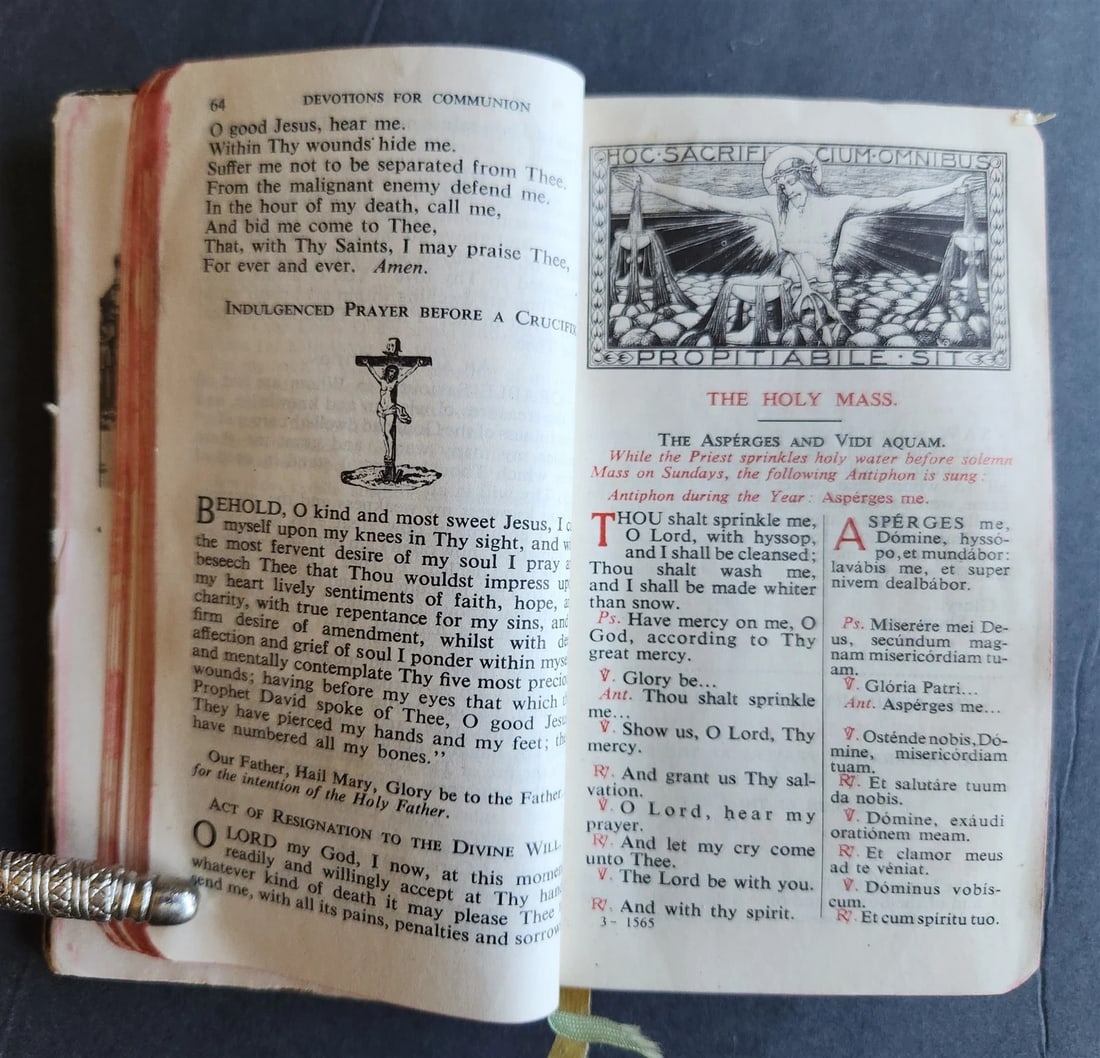 1959 ROMAN MISSAL antique w/ MOTHER-OF-PEARL BINDING - 10