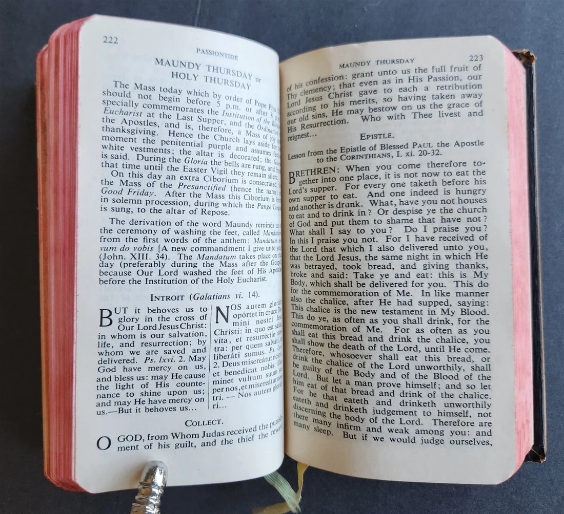 1959 ROMAN MISSAL antique w/ MOTHER-OF-PEARL BINDING - 11