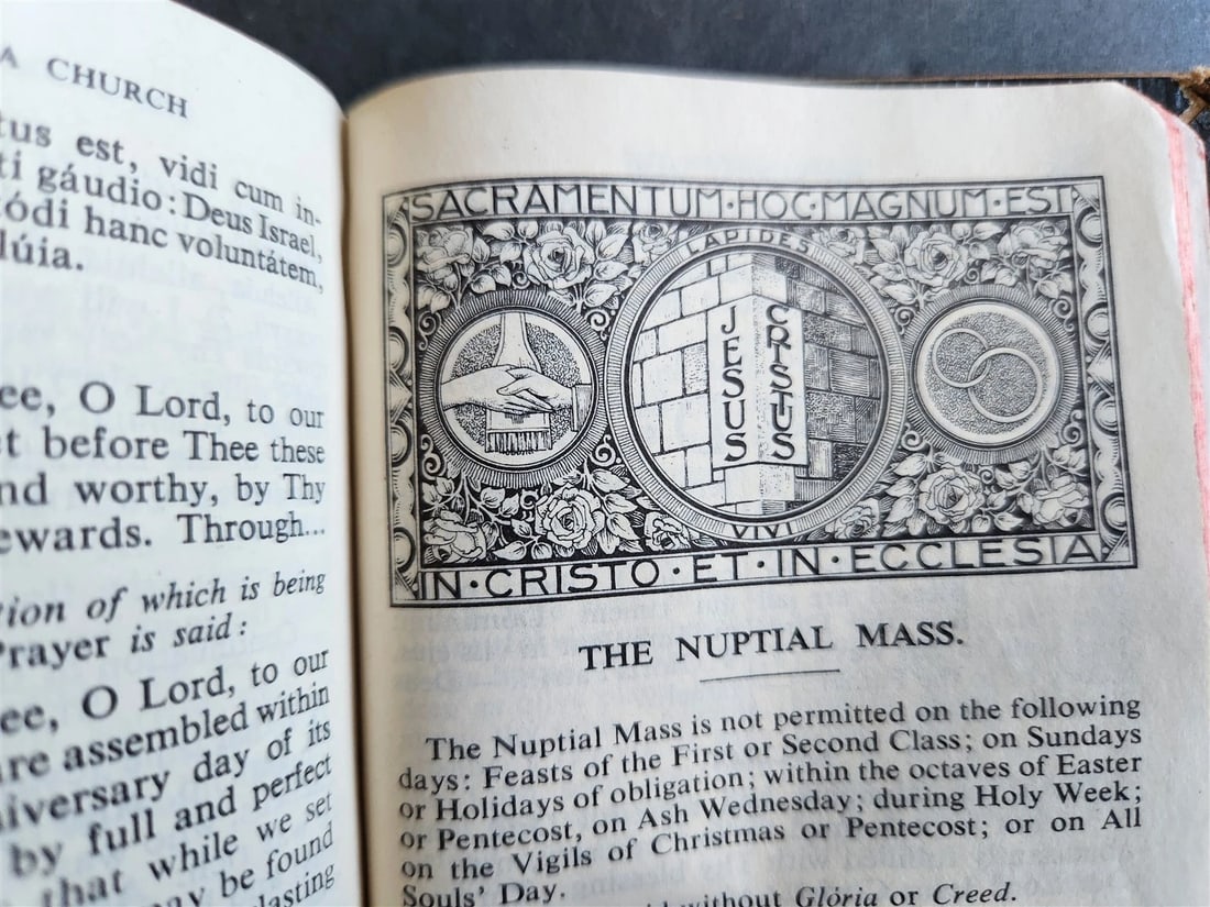 1959 ROMAN MISSAL antique w/ MOTHER-OF-PEARL BINDING - 14