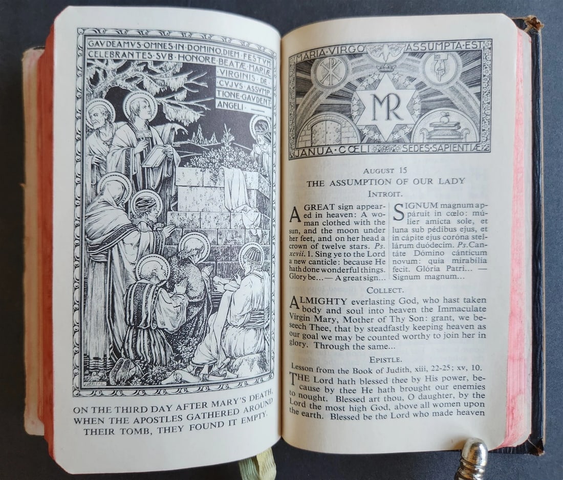 1959 ROMAN MISSAL antique w/ MOTHER-OF-PEARL BINDING - 15