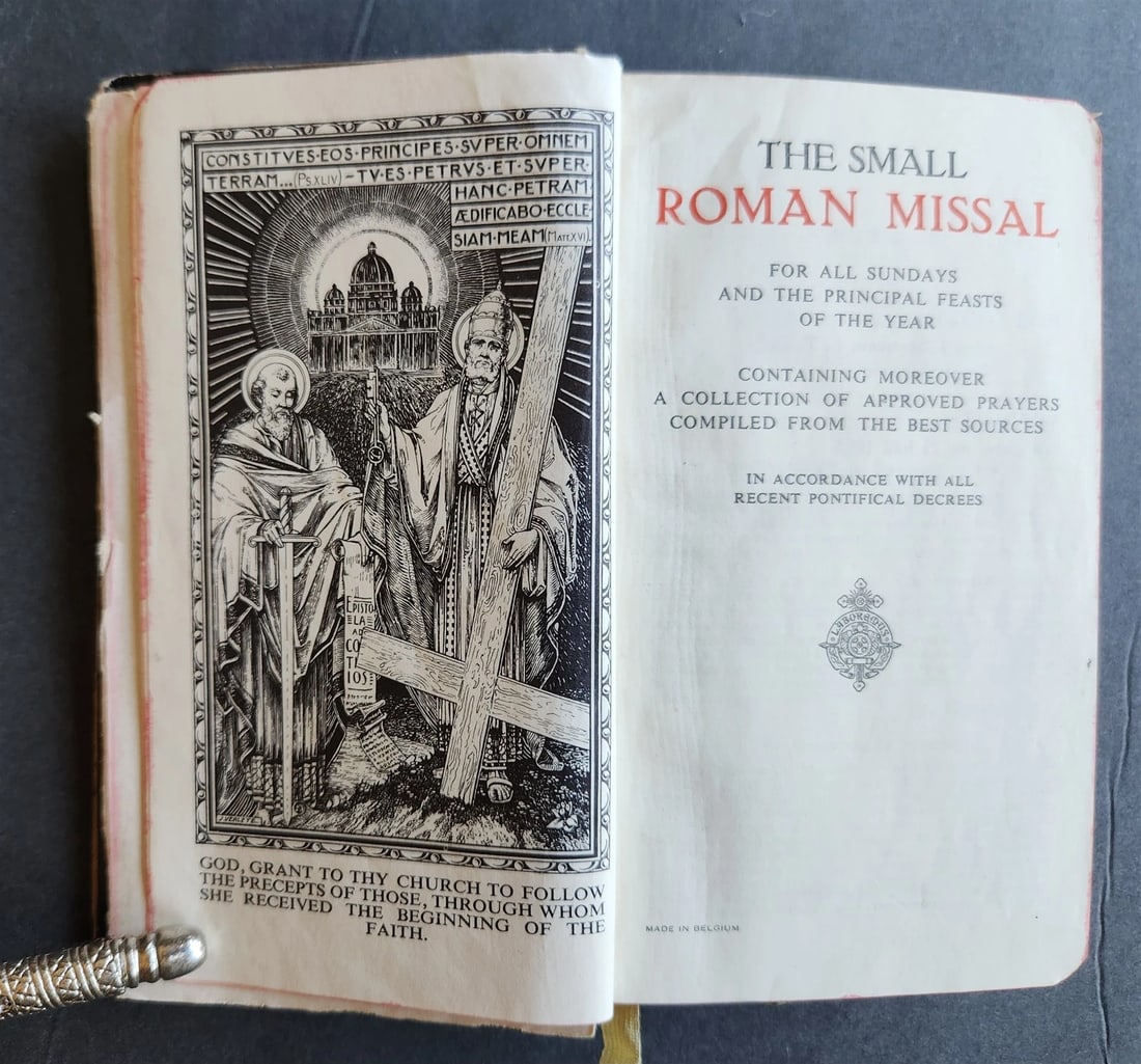 1959 ROMAN MISSAL antique w/ MOTHER-OF-PEARL BINDING - 7