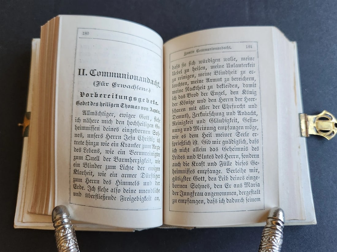 1880s PRAYER BOOK in GERMAN antique FINE BINDING w/ APPLIED BRASS CROSS - 10