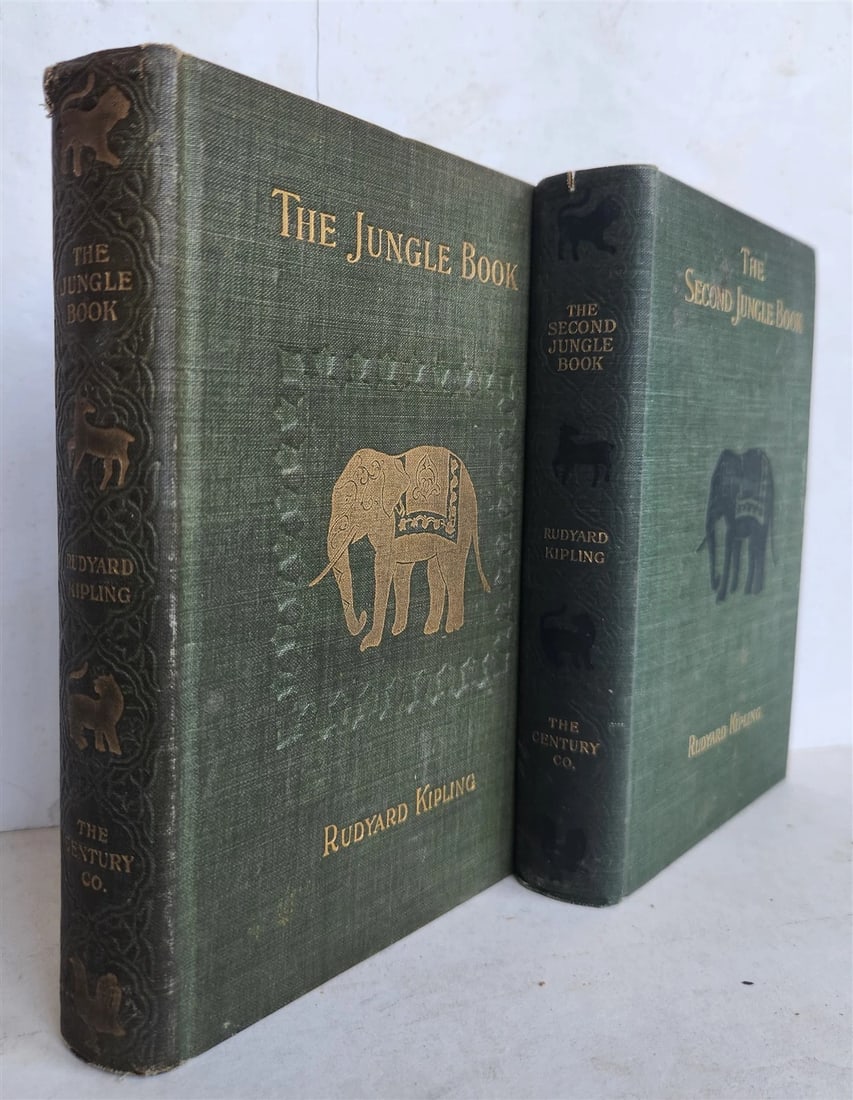 1896-98 THE JUNGLE BOOKS by RUDYARD KIPLING 2 vols antique ILLUSTRATED (1 of 16)