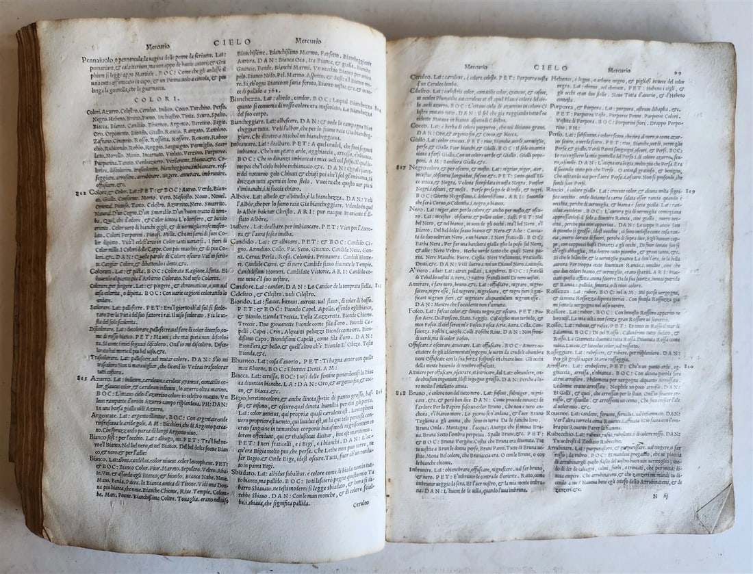 1557 LA FABRICA DEL MONDO antique VELLUM concordance of Petrarch's vocabulary - 10