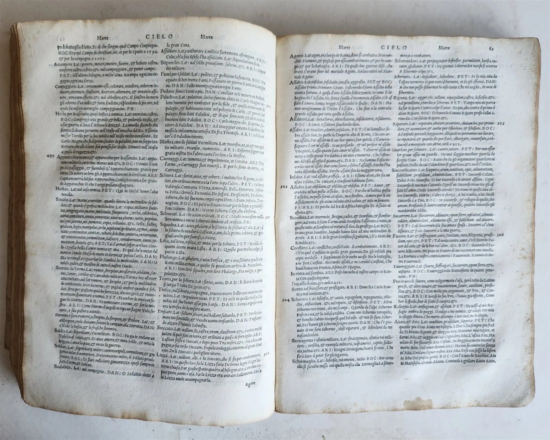 1557 LA FABRICA DEL MONDO antique VELLUM concordance of Petrarch's vocabulary - 9