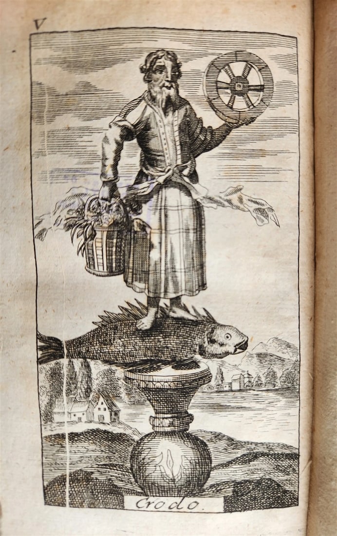 1728 MYTHOLOGY ILLUSTRATED GERMAN GODS ANTIQUE vellum bound - 8