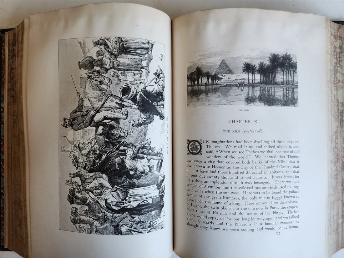 1879 AROUND THE WORLD with GENERAL GRANT 2 VOLUMES antique ILLUSTRATED - 12