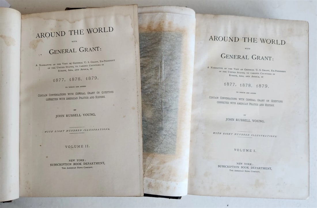 1879 AROUND THE WORLD with GENERAL GRANT 2 VOLUMES antique ILLUSTRATED - 3