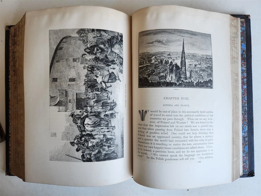 1879 AROUND THE WORLD with GENERAL GRANT 2 VOLUMES antique ILLUSTRATED - 6