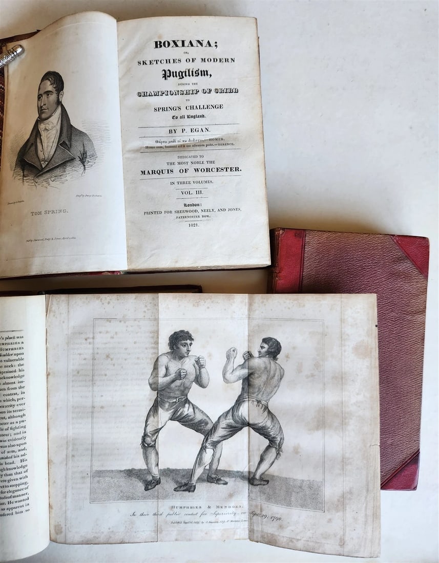 1821 BOXINIANA SKETCHES of ANCIENT & MODERN PUGILIST 3 VOLS antique ILLUSTRATED (1 of 11)