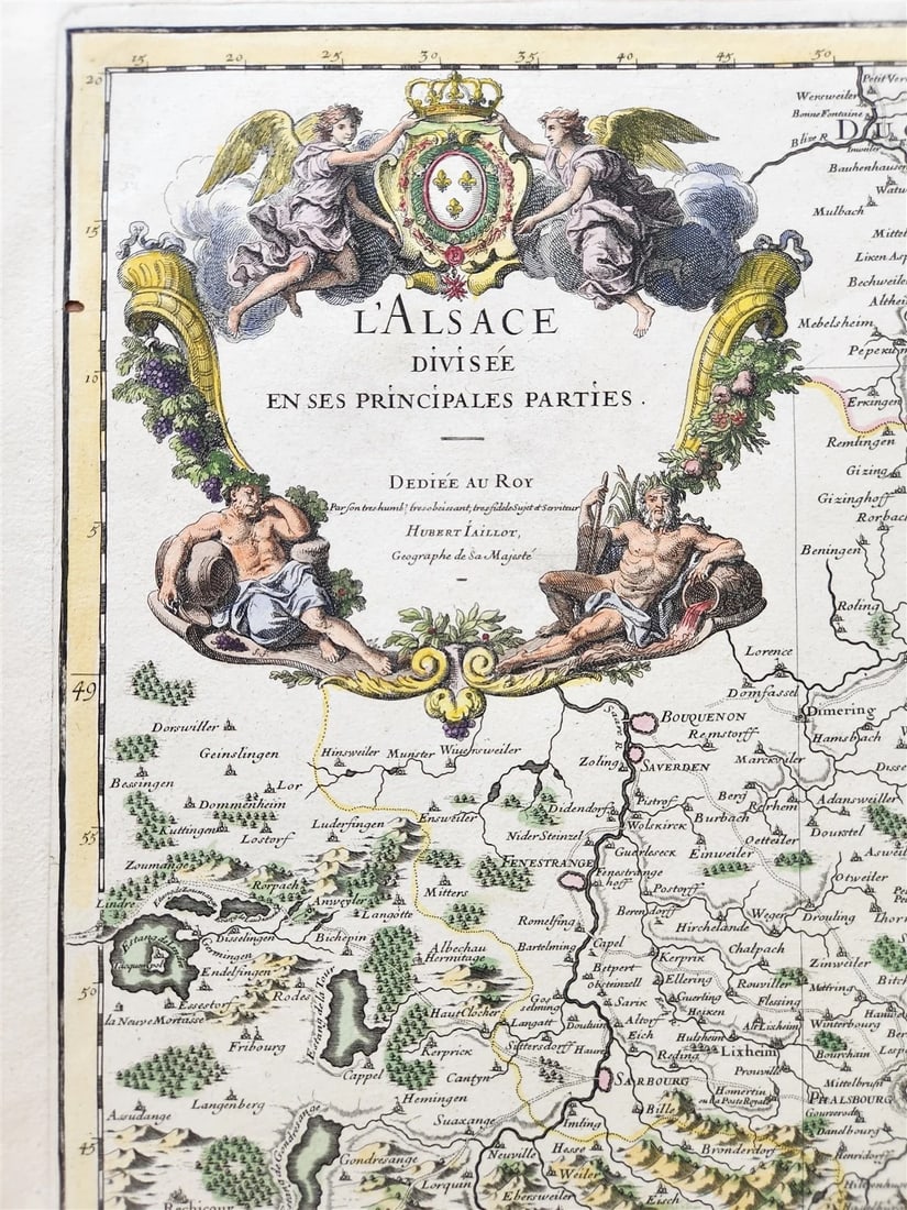1707 ALSACE FRANCE antique MAP by Hubert Jaillot - 2