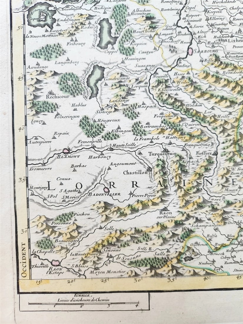1707 ALSACE FRANCE antique MAP by Hubert Jaillot - 3