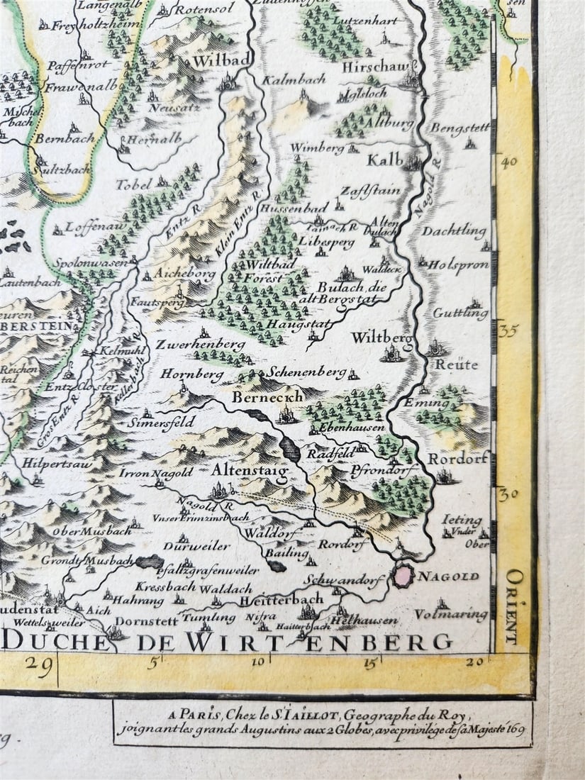 1707 ALSACE FRANCE antique MAP by Hubert Jaillot - 4