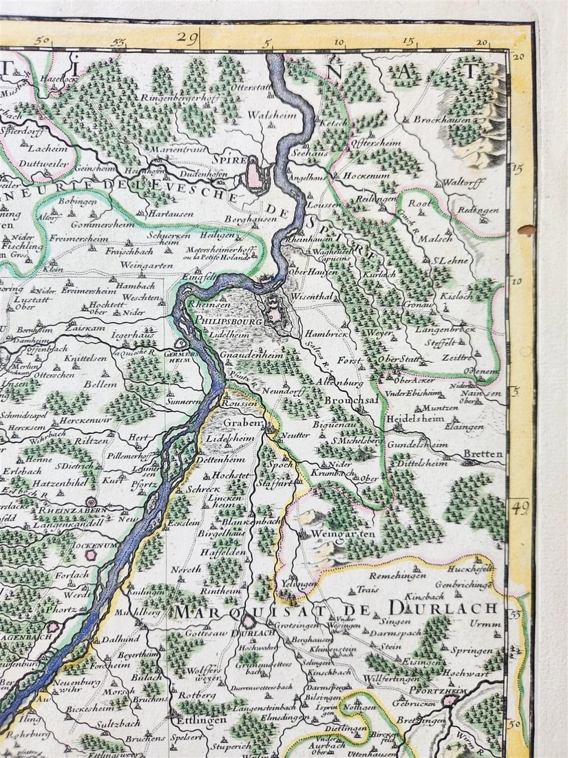 1707 ALSACE FRANCE antique MAP by Hubert Jaillot - 5