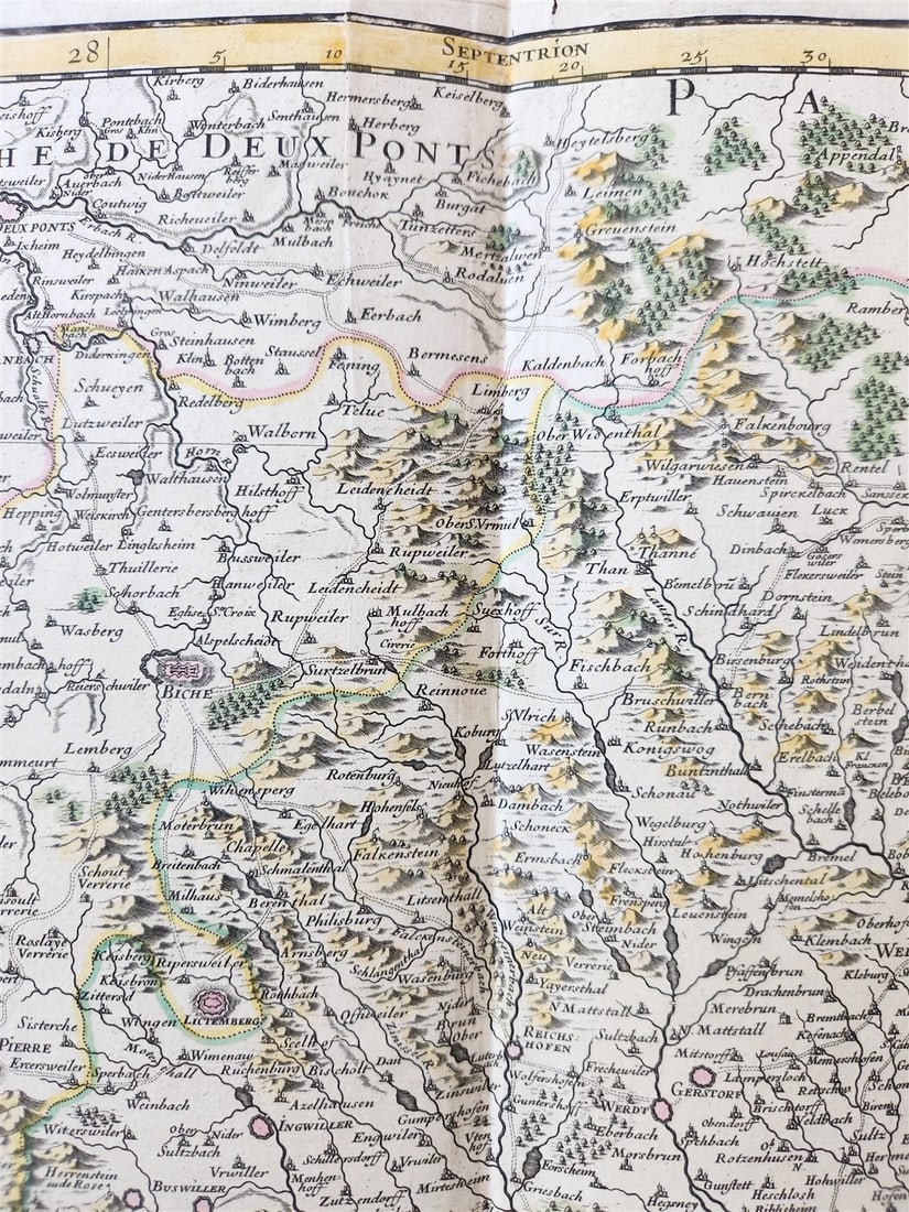 1707 ALSACE FRANCE antique MAP by Hubert Jaillot - 6