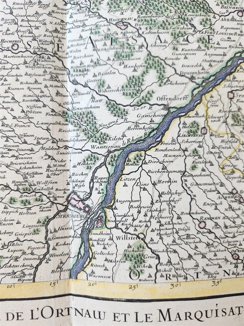 1707 ALSACE FRANCE antique MAP by Hubert Jaillot - 7