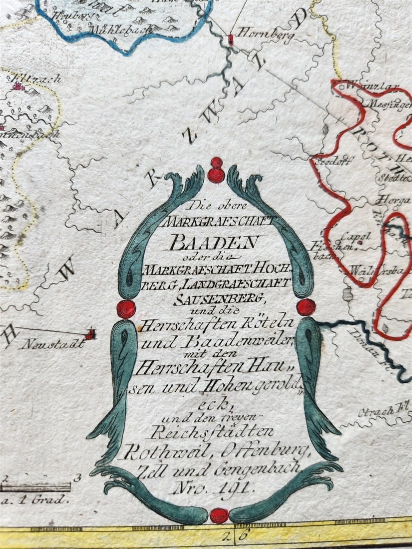 1790s GERMANY antique MAP Die obere Markgrafschaft Baaden - 2